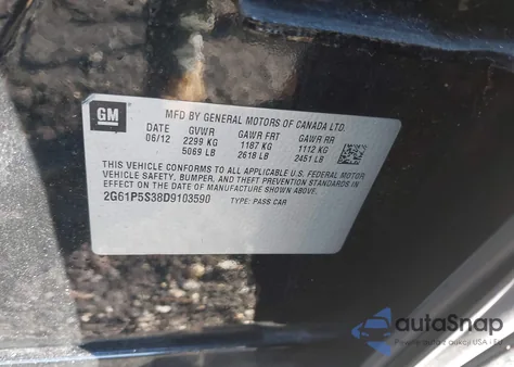 2013 Cadillac Xts Luxury z USA, uszkodzony, nr VIN 2G61P5S38D9103590